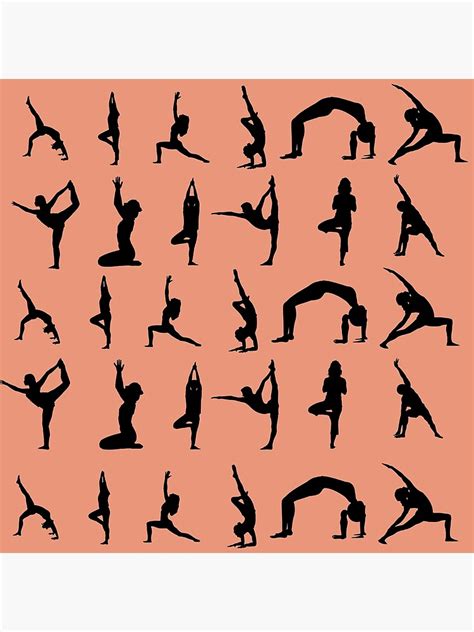 Yoga Silhouette Poses In Calming Cora Cute Yoga Poses Poster By