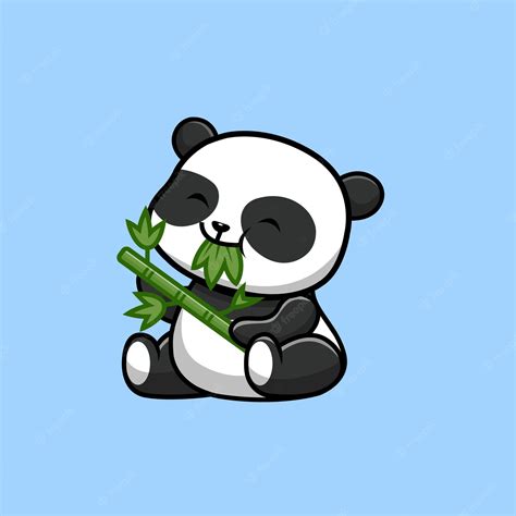 Premium Vector Cute Panda Eat Bamboo Vector Icon Illustration