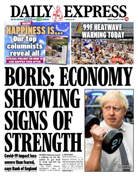Daily Express Front Page 7th Of August 2020 Tomorrows Papers Today