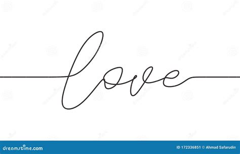 Continuous One Line Drawing Of Love Typography Lettering Script Font