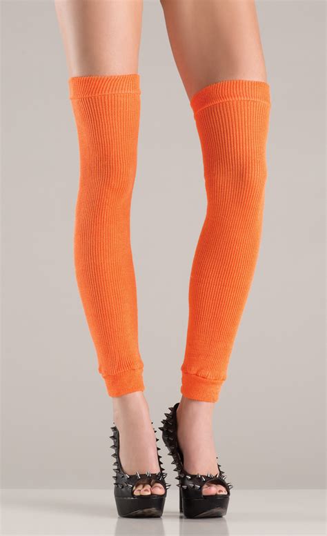 Acrylic Thigh High Leg Warmer Orange Spicylegs Com