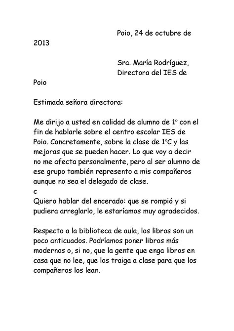 Cartas Al Director Ejemplo De Carta Formal Silabario En Español