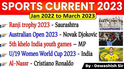 Sports Current Affairs 2023 Jan 2022 To March 2023 IMP Sports CA