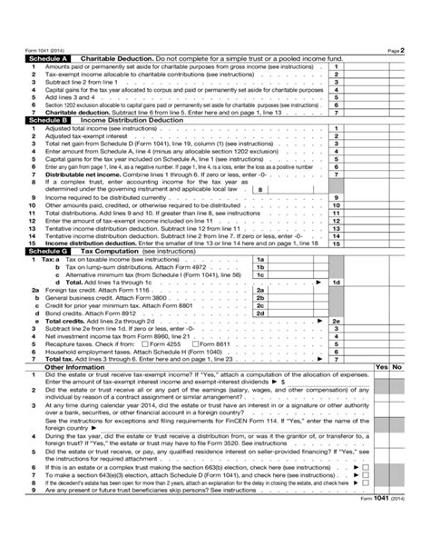 Form 1041 Us Income Tax Return For Estates And Trusts 2014 Free
