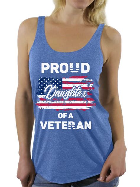 Awkward Styles Proud Daughter Of A Veteran Women Racerback Tank Top Love Usa Retro Usa Flag