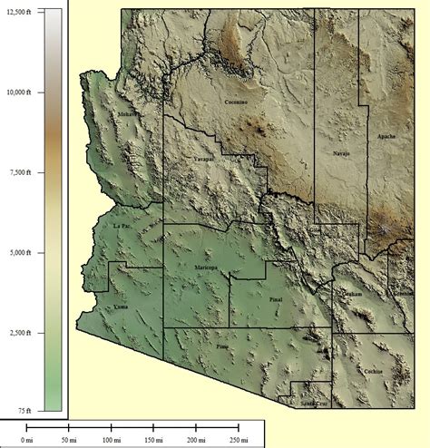 Topographical Map Of Arizona