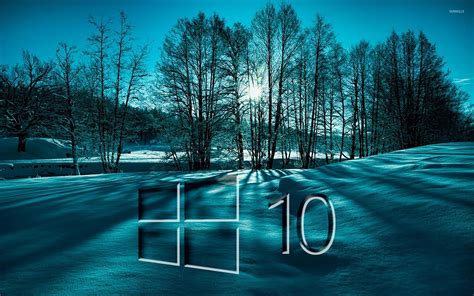 Windows 10 On Snowy Trees Glass Logo Wallpaper Computer Wallpapers