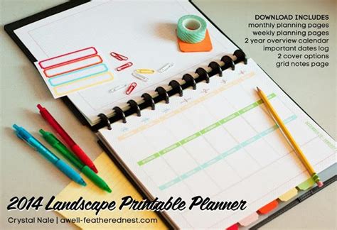 Colorful Printable Planner Landscape Planning Pages Create Your Own