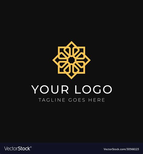 Abstract Arabesque Line Pattern Logo Design Vector Image