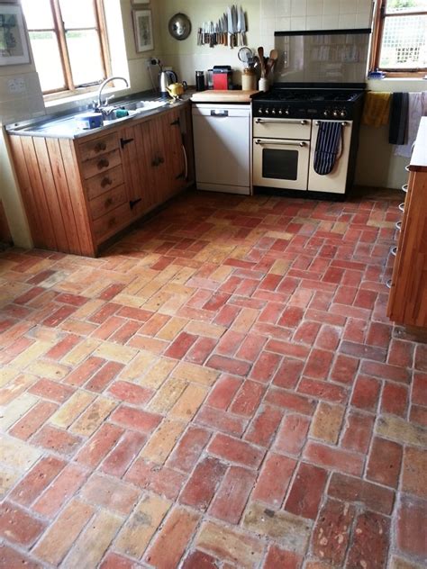 Unique Brick Kitchen Floor Restored In Wrestlingworth Tile Cleaners