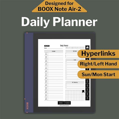 Boox Note Air 2 Daily Planner Undated Daily Planner Boox Note Air 2