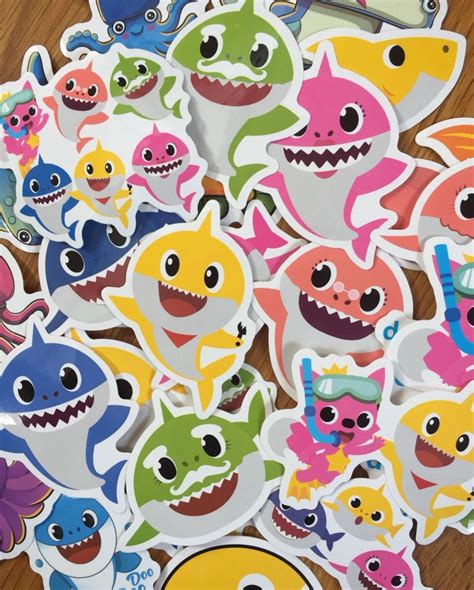 Baby Shark Stickers 40 Waterproof Etsy