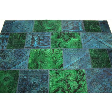 Ein moderner teppich, der lange in mode bleibt. Patchwork Teppich Grün Blau Türkis in 300x200cm (1001-2012 ...