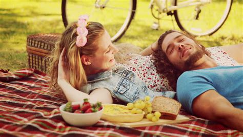 In High Quality 4k Format Cute Couple Having A Picnic On A Summers Day