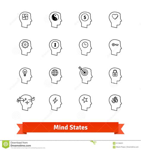 Mind States Thin Line Art Icons Set Stock Vector Illustration Of