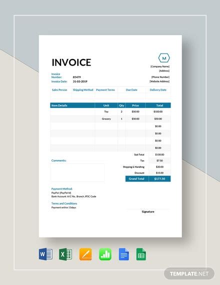 Download Simple Invoice Template Pdf Size Pictures Invoice Template Ideas