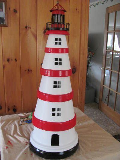 Making A Terra Cotta Lighthouse Clay Pot Lighthouse Outdoor Crafts