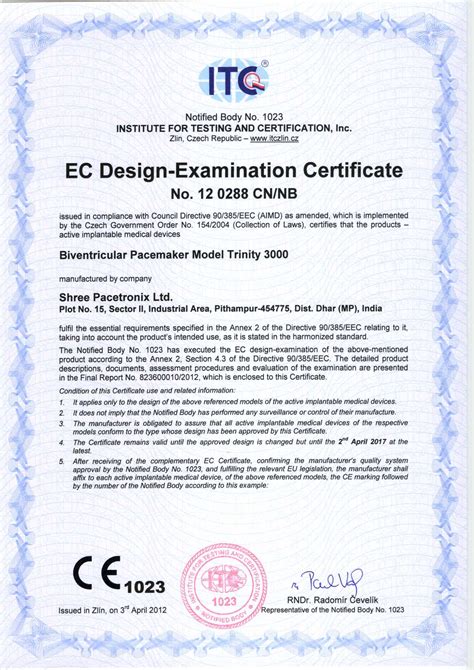Pacetronix » CE Certificate