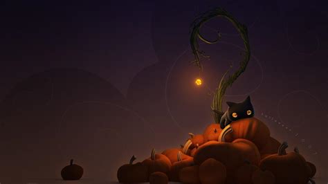 Kawaii Black Cat Halloween Wallpapers Wallpaper Cave