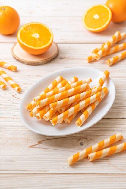 Premium Photo Wafer Roll With Orange Cream Flavor