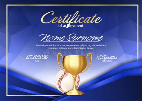 Certificado De Béisbol Deporte Premio Diploma Plantilla Ilustración Del