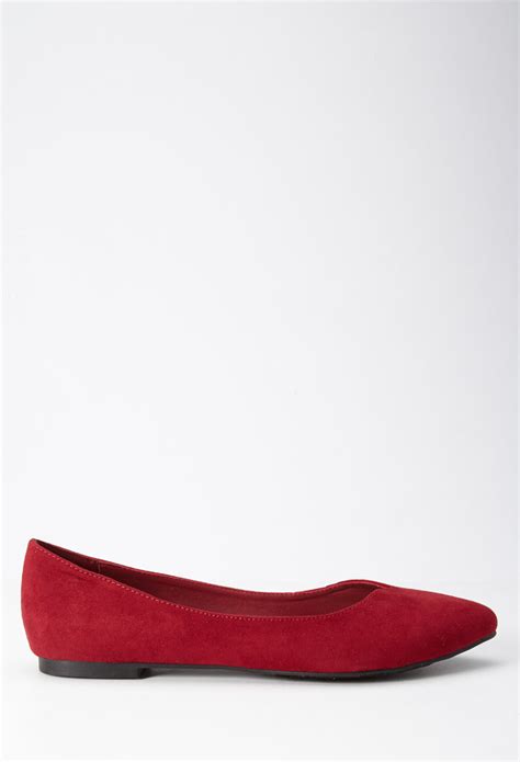 Lyst Forever 21 Faux Suede Pointed Flats In Red
