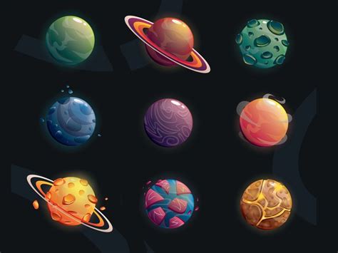 Set Of Planets Planet Drawing Space Illustration Planets