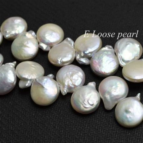 Wholesale Aa Natural White Freshwater Pearl Coin Pearl Top Drilled