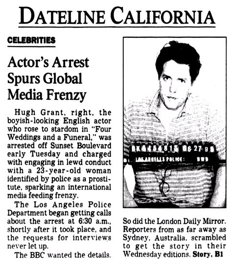 Retronewsnow On Twitter On June 27 1995 Hugh Grant Was Arrested In Los Angeles And Charged
