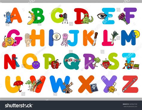 Cartoon Vector Illustration Of Capital Letters Alphabet Set With