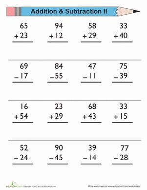 Printable subtraction worksheets 3rd grade math. Add and Subtract | Worksheet | Education.com