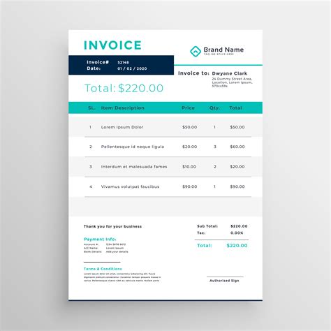 Modern Invoice Template Design For Your Business Download Free Vector