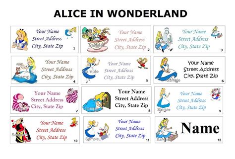 Cute Alice In Wonderland Return Address Party And Name Sticker Etsy