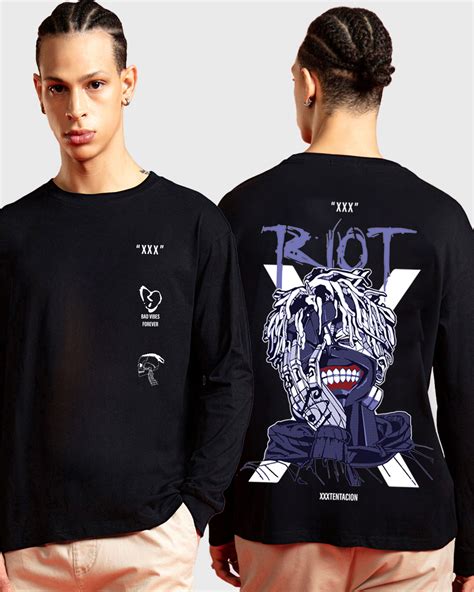Buy Men S Black Riot Xxx Tentacion Graphic Printed Oversized T Shirt