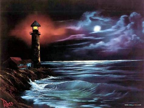 Lighthouse At Night By Bob Ross Bob Ross Paintings Bob Ross Art