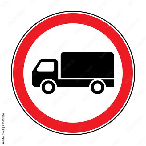 No Truck Prohibition Sign No Lorry Or No Parking Icon In The Red