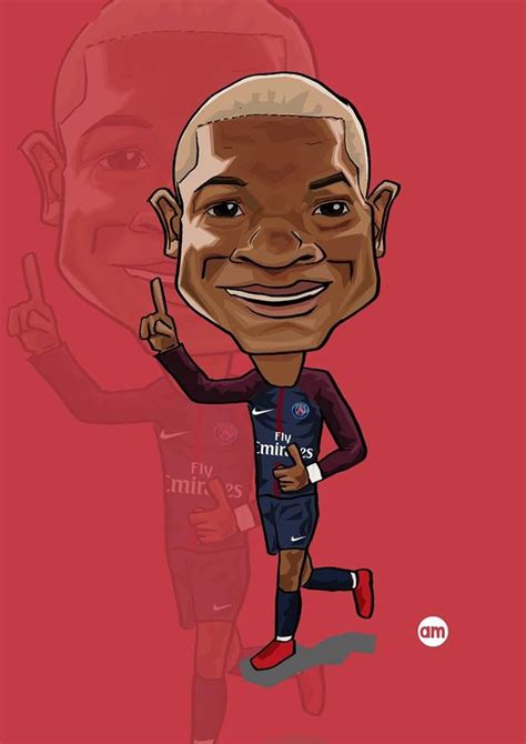 Mbappé Caricature Illustration Desenhos Futebol Arte Desenho