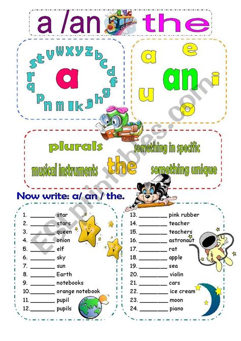 A An The Theory And Practice Esl Worksheet By Vickyvar