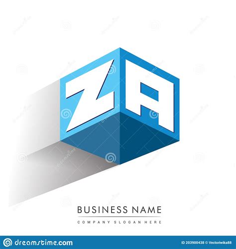 Letter Za Logo In Hexagon Shape And Blue Background Cube Logo With