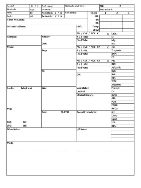 An intensive care unit (icu), also known as an intensive therapy unit or intensive treatment unit (itu) or critical care unit (ccu), is a special department of a hospital or health care facility that provides. Nursing Report Sheet (Revised for Neuro) - Download as PDF ...