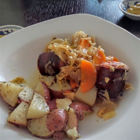 Cabbage and kielbasa soup (low carb, would suit paleo/primal diets if you eat sausage) this recipe. Slow Cooker Kielbasa and Cabbage | Joybee, What's for Dinner?