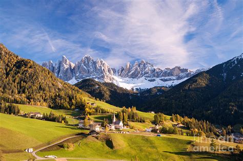 Famous View St Magdalena With Odle Mountains In The Dolomites Italy