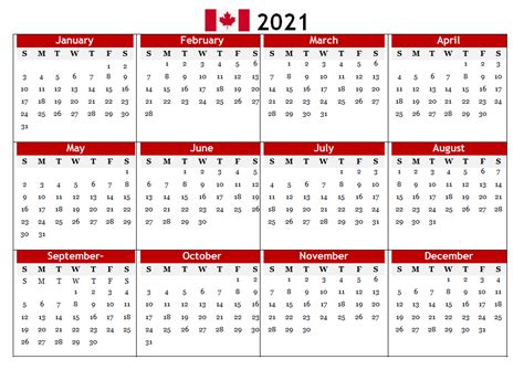 I have another version that does not have the holidays displayed if you. Free 2021 Calendar Canada Printable with Holidays