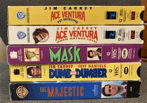 Jim Carrey Essentials Vhs Lot Ace Ventura Mask Dumb And Dumber 2299