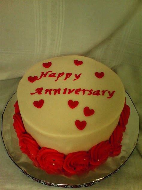 Happy Anniversary Cake Butter Cream And Bc Roses With Fondant Letters