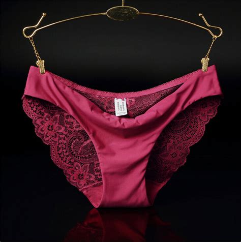 Silk Big Size Xl Underwear Womens Sexy Lace Panties Seamless Brand