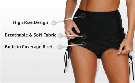 Amazon Com Luyeess Women S High Waisted Swim Skirt Ruched Bikini