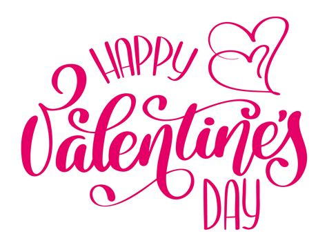 Happy Valentines Day Typography Poster With Handwritten Calligraphy Text Isolated On White