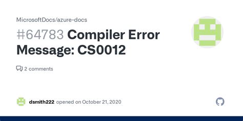 Compiler Error Message Cs0012 · Issue 64783 · Microsoftdocsazure