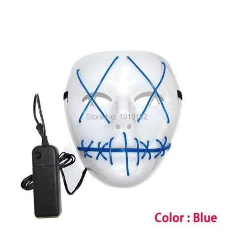Wholesale 100pcs Glowing Led Masks Halloween Mask El Wire Mask Fashion
